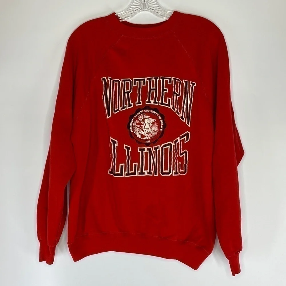 Vintage Artex University Northern Illinois Red Crewneck Sweatshirt Raglan Sleeve